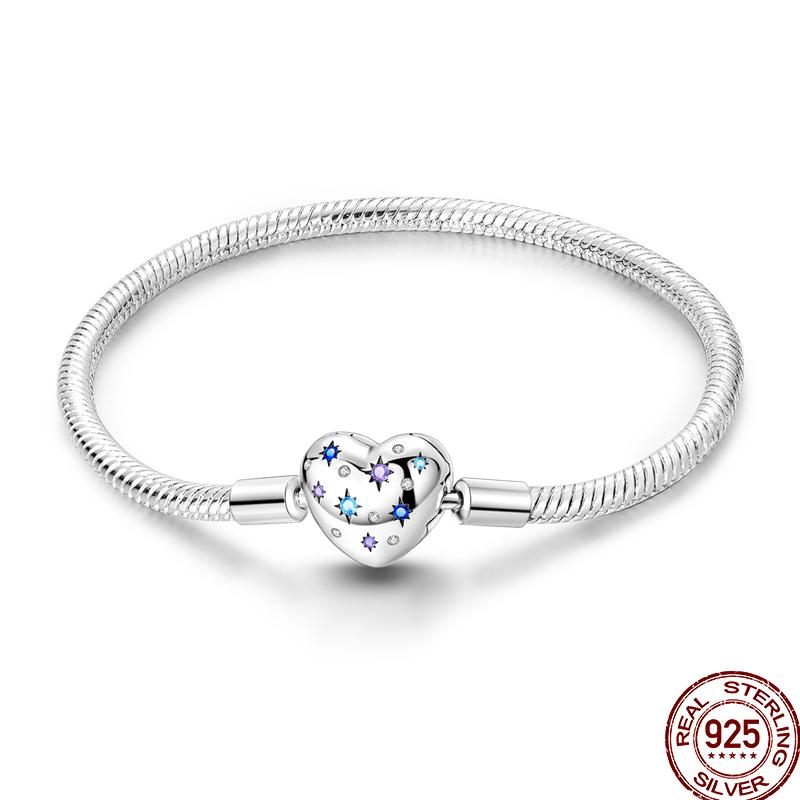100% Silver Bracelet Fit Original Design Beads Charms DIY Jewelry Making Dazzling CZ Chain Bracelet For Women