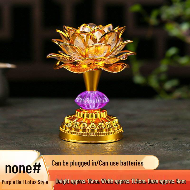 Lotus LED Seven-Color Guanyin Offering Lamp - Plug-in Everlasting Bodhisattva Light for Home