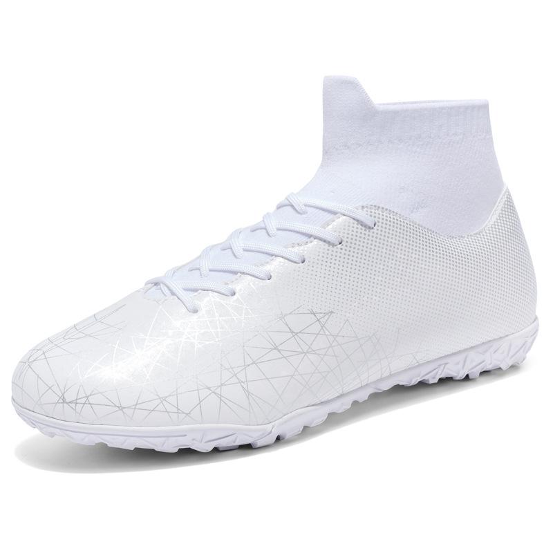 

Мужские футбольные бутсы с высоким верхом, гвоздиками AG и TF, для искусственного газона, летние, с резиновой сетчатой стелькой, футбольные бутсы 34 белый