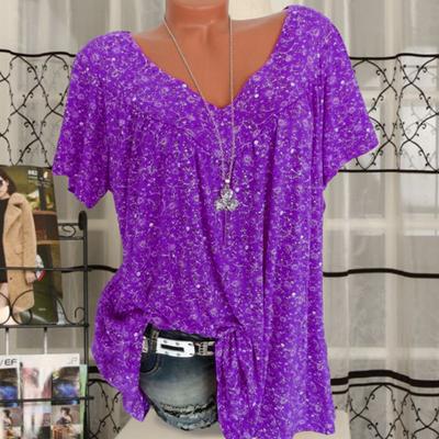 Camisetas femininas com decote em V, respiráveis, plus size, estampa floral, camisetas de verão para uso diário