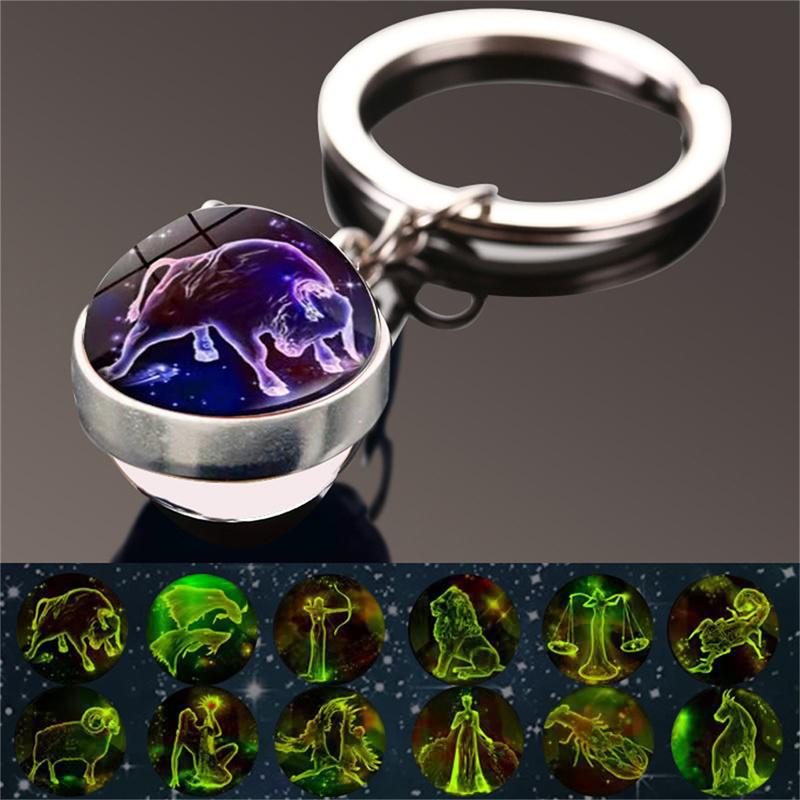 

12 Созвездие Светящийся Брелок Стеклянный Шар Кулон Брелок Свечение Брелок