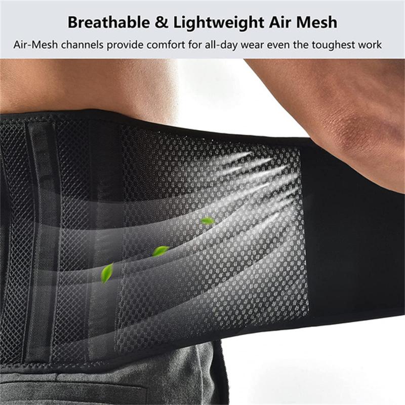 Breathable Air Mesh Back Brace For Men Women Lower Back Pain Relief  With 6 Stays Back Support Belt Anti-skid Lumbar Support