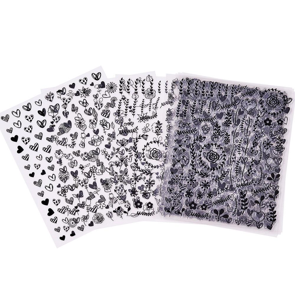 Black Heart-Shaped Japanese Manicure Sticker, Small Fresh Lines Love Striped Nail Decorative Decal