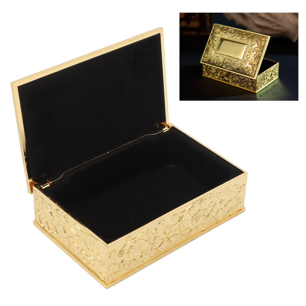 Vintage Jewelry Box Carved Elegant Colorfast Zinc Alloy Soft   Lining Trinket Storage Box for Dressing Table Shelf