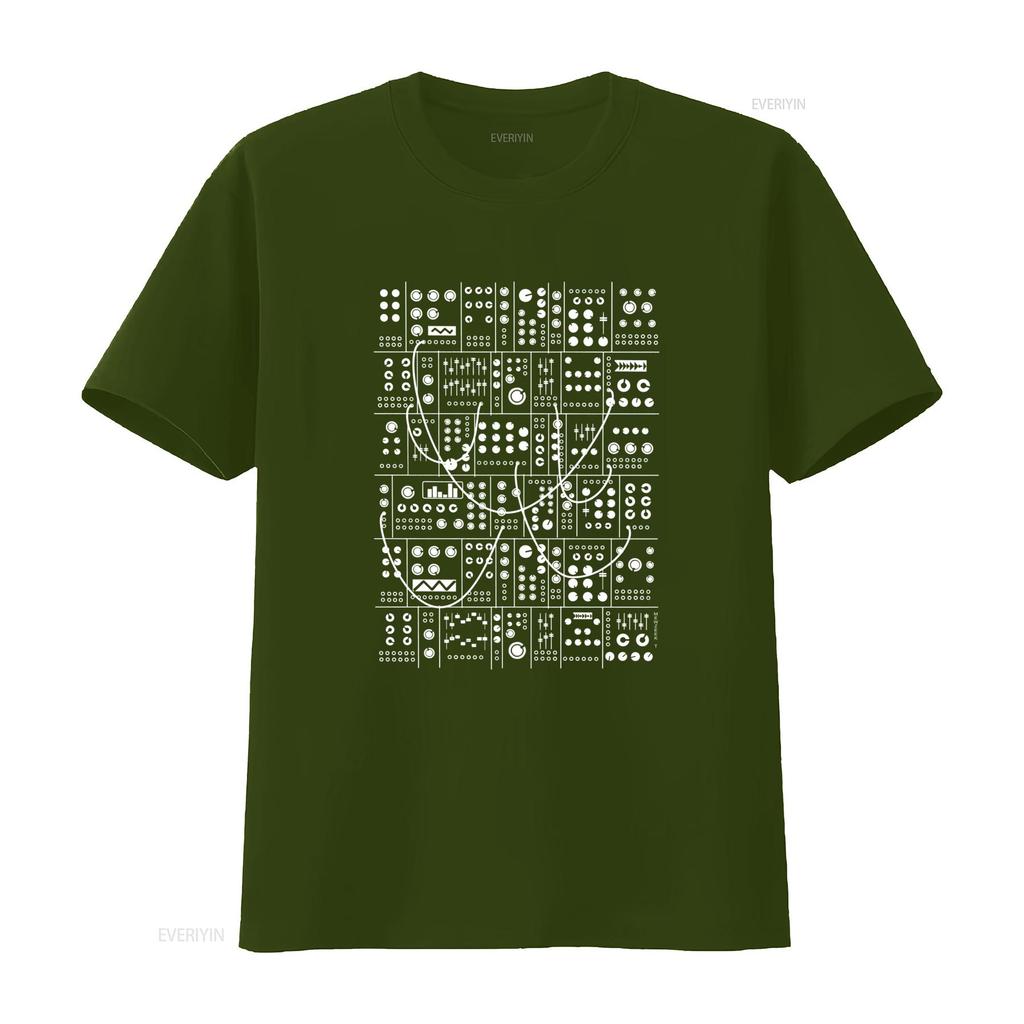 Modular Synthesizer Eurorack Synth Print T Shirt for Music Lovers vintage Washed graphic Soft designer clothes Slightly