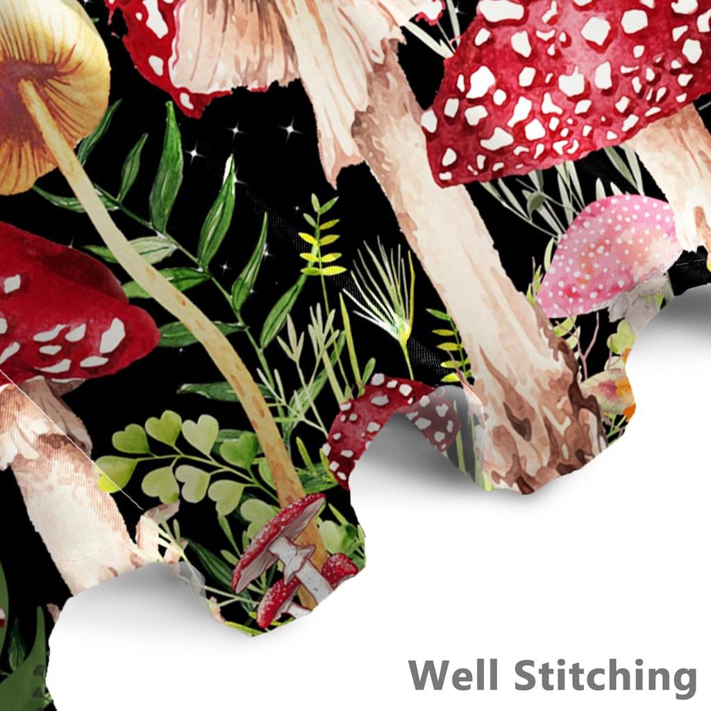 Renaiss 72X72 Inches Mushroom Boho Shower Curtain Retro Red Mushrooms Butterfly Botanical Wildflowers Green Plant Starry Night S