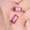 Rectangle Light Purple Synthetic Crystal Copper Charms, Golden Plated DIY Pendants for Earring Necklace Craft Making