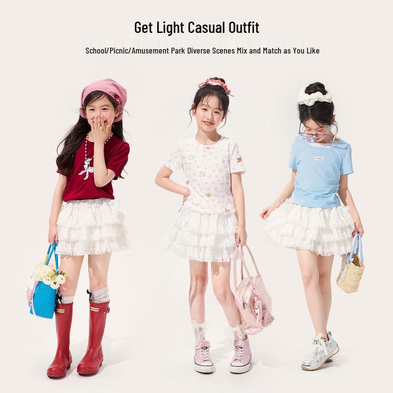 Girls' Cotton Lace A-Line Skirt