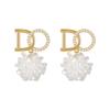 Fashion 925 Silver Diamond-embedded DO Letter Flower Stud Earrings For Women Pearl Ball Drop Earrings