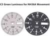 28.5mm C3 Green Luminous Watch Dial Face for NH36A Automatic Mechanical Movement Black/ White Display Watch Replacement Part