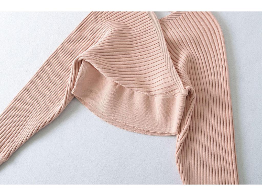 Korean Style 2026 V-Neck Off-Shoulder Knit Top + High-Waist Skirt Set for Women