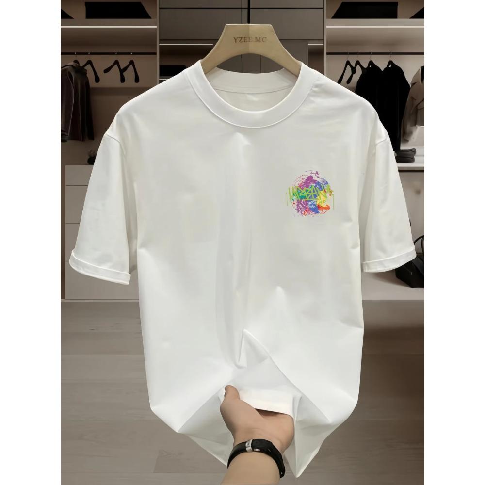 Sommermote Heavyweight Retro menns engelske bokstaver 100 % bomull trykt rundhals Høykvalitets Casual Fitness Street T-skjorte