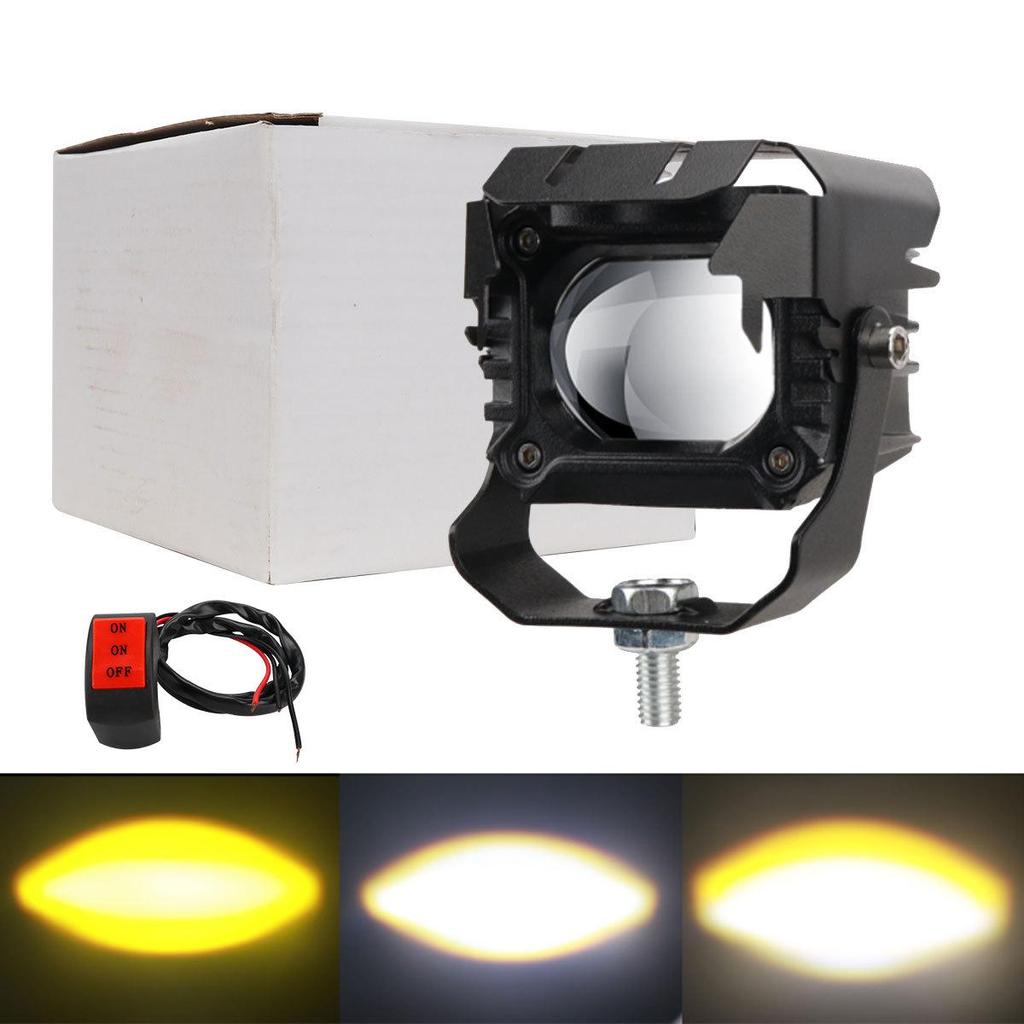 Dual-Beam LED Spotlight for Cars & Motorcycles - Yellow & White