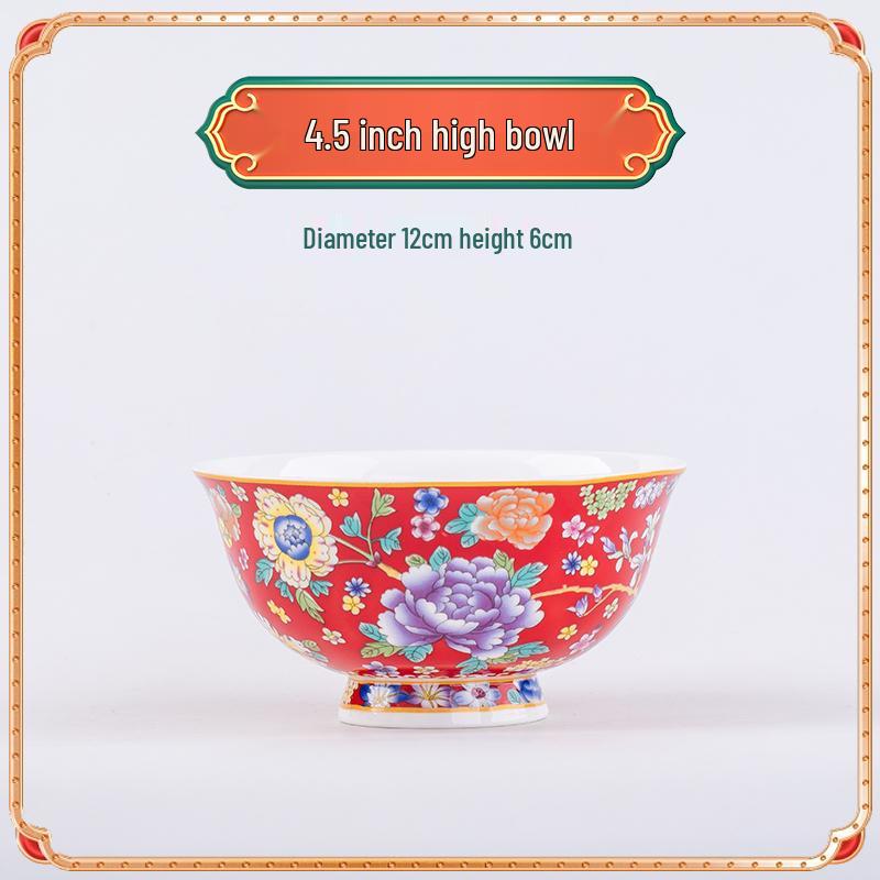Jingdezhen Ceramic Rice Bowl: High-Foot, Enamel Color, Longevity Design
