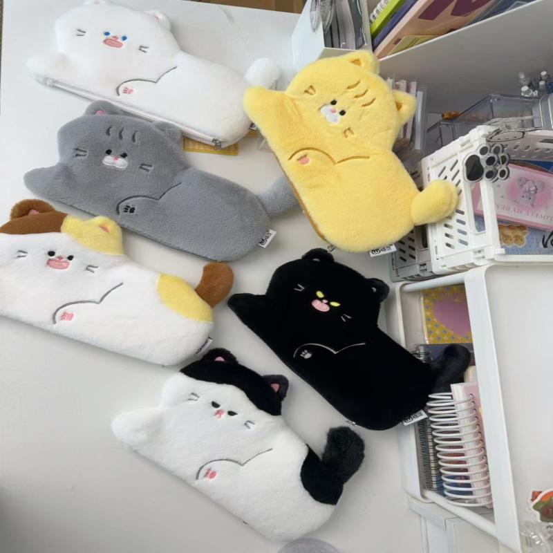 1Pcs Large-Capacity Japanese Style Cat Pen Bag Cute Cat Pen Case Plush Stationery Box For Junior High School Students Girls Gift