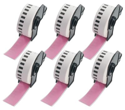 BETCKEY Thermal Paper Brother Label Printer Roll Compatible Label Stickers BROTHER 29mm X Compatible with 6 Pieces Pink DK-2210 30.48m QL-550 QL-650TD