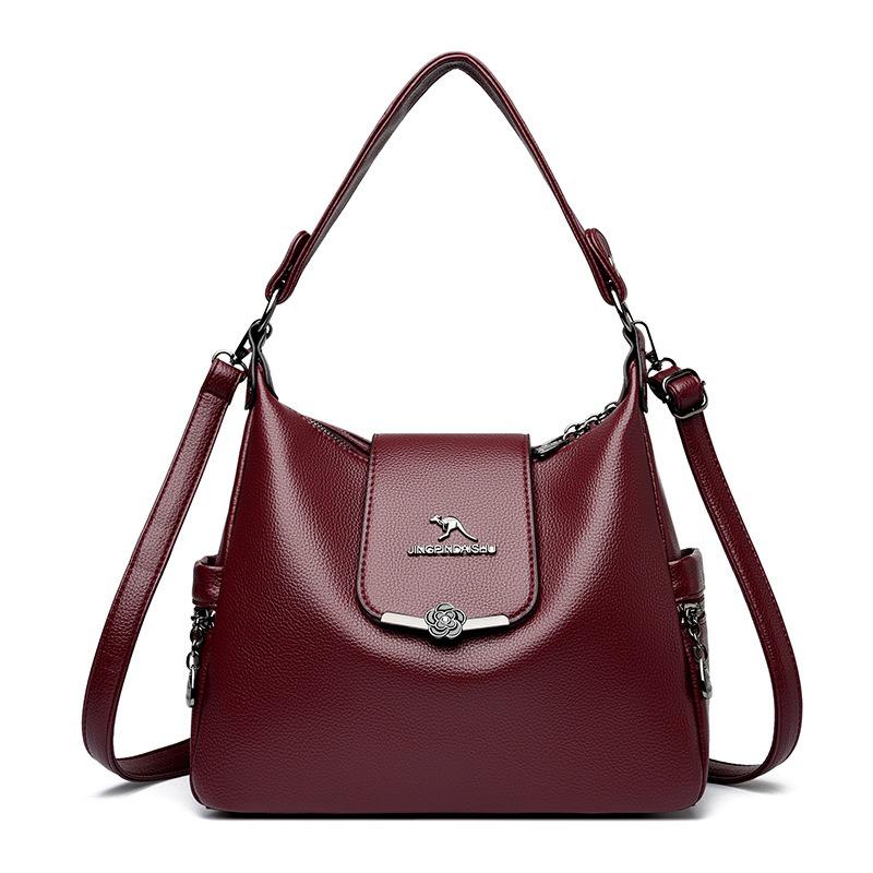 Retro Women's Bag Temperament, Versatile Soft Leather Texture Shoulder Bag, Large Capacity Can Be Carried Crossbody Mother Bag