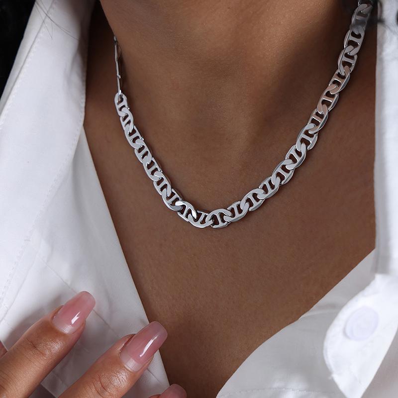 Hip Hop Rock Stil Edelstahl Ketten Halskette Für Damen 18k Vergoldet Wasserdicht Anlaufgeschützt Damen Klobige Halsketten