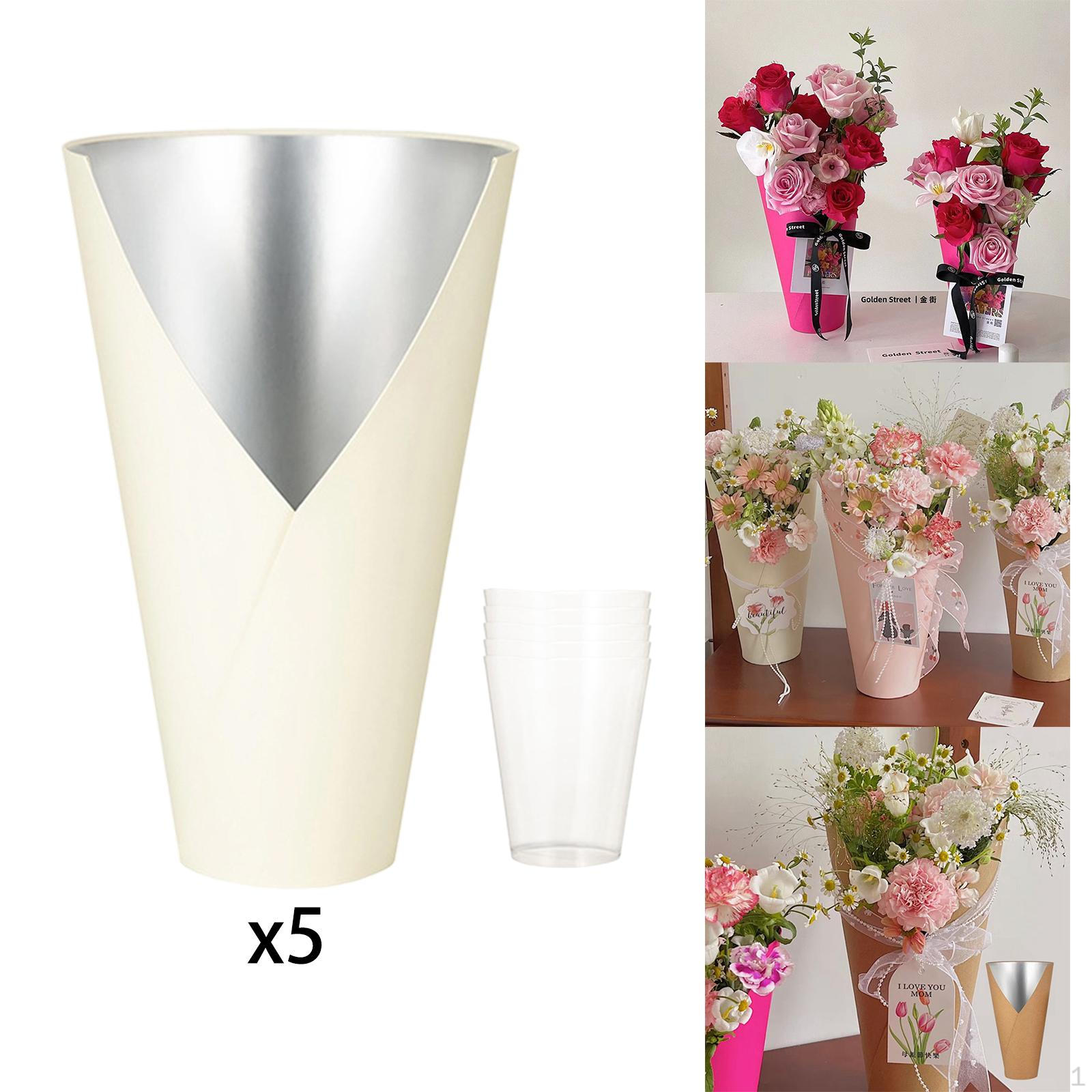 

5 штук Контейнер-держатель для цветочной композиции с полипропиленовым вкладышем 5,5x2,8x8,7 дюйма Водонепроницаемый интерьер бежевый