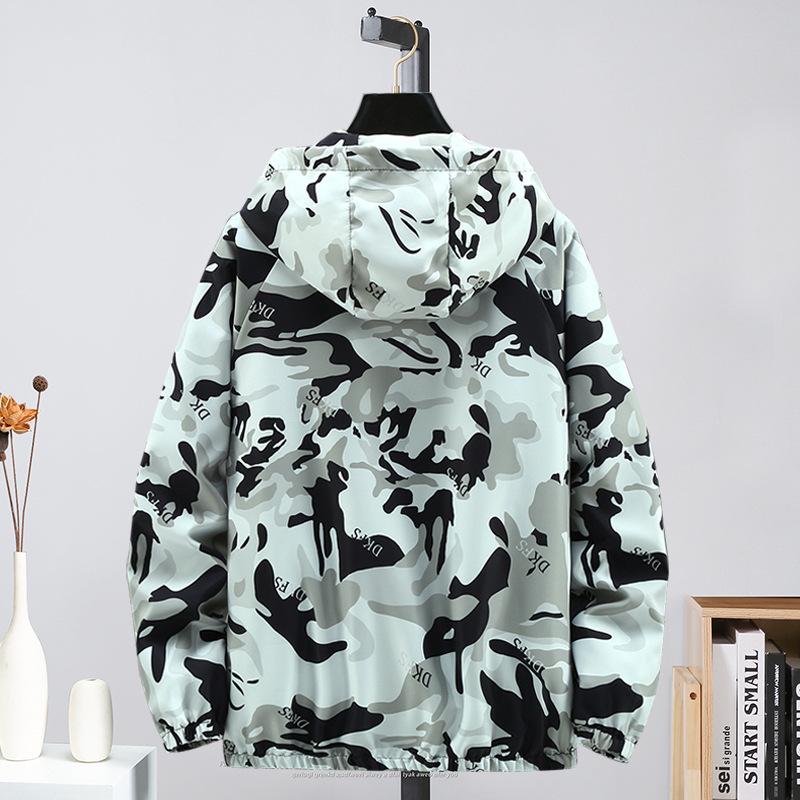 Men's Reversible Camouflage Hooded Jacket – Spring/Autumn Thin Casual Jacket, Youth Large Size.