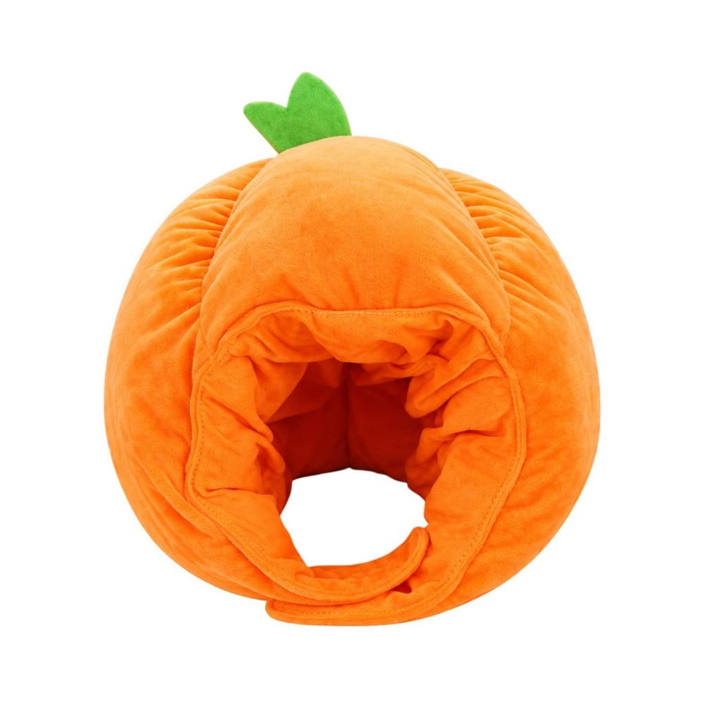 Soft Pumpkin Headpiece OneSize 3D Head Cover with Leaf Detail Headwear for Stage