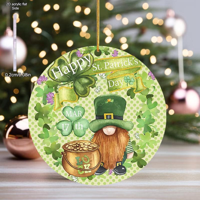 Dwarf Elf & Clover Design, St. Patrick'S Day Acrylic Ornament, with No Electricity Needed, Nurseries, Vintage Home Decor Wall for Bar Kitchen, Restaur