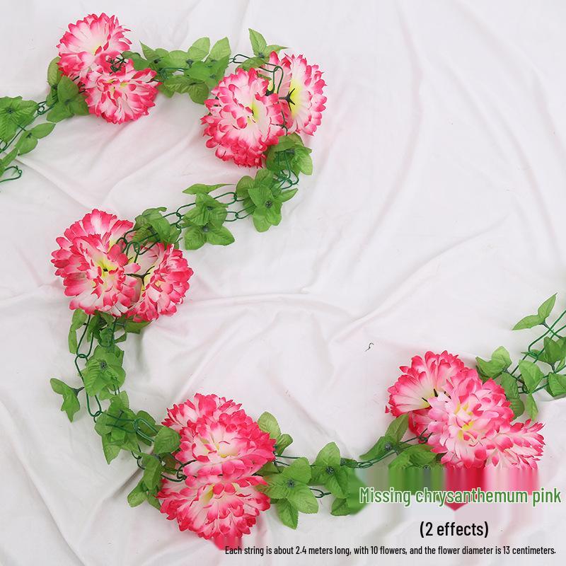 Artificial Chrysanthemum Vines for Cemetery and Memorial Decor - Silk and Plastic Hanging Floral Decoration