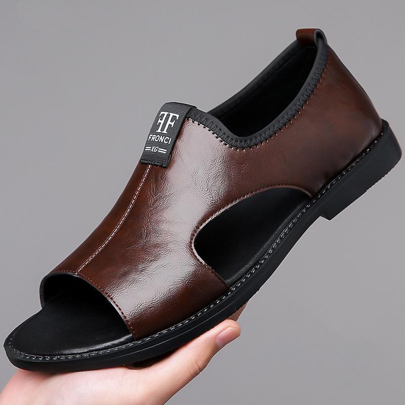 Mens Sandals 2025New Fashion Brand Casual Shoes for Men Outdoor Beach Leather Slippers Comfortable Flat Sandals Sandalias Hombre