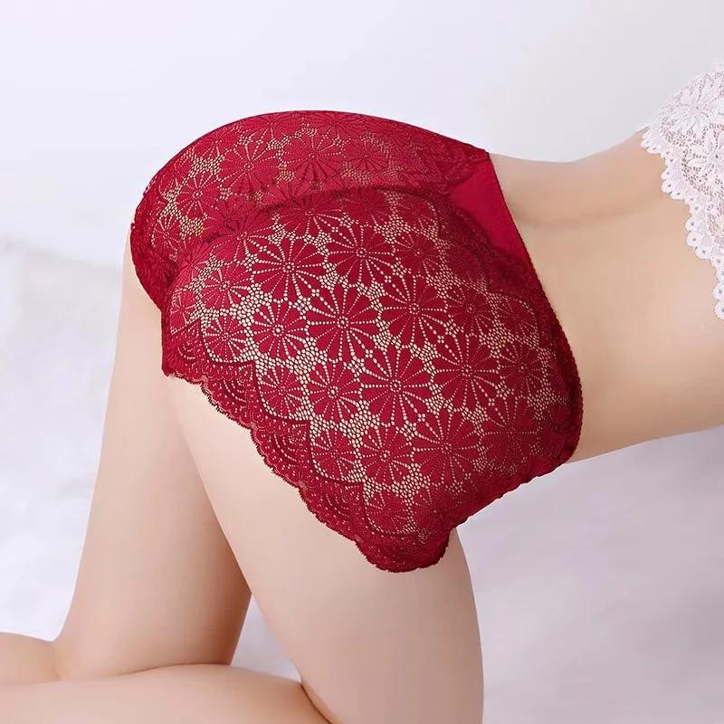 underwear women High-waisted sexy lingerie women hollowed-out lace plus size panties briefs ropa interior femenina ropa mujer