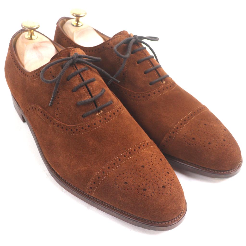 Pristine John Lobb Leather shoes SAUNTON Thornton Brown Suede leather mens 8 Used