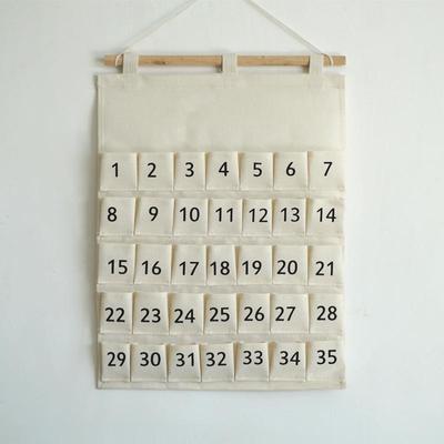 Wall-Mounted Eco-Friendly Cotton Linen Morning Check Card Pocket Bag