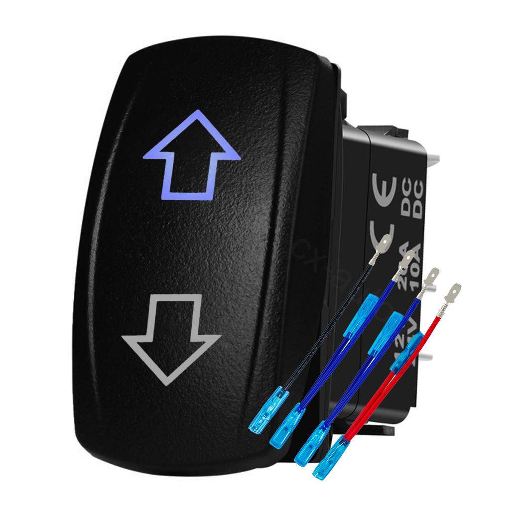 12V 24V Boat Trim Tabs Switch (ON)-OFF-(ON) Momentary Rocker Switch Waterproof Blue Light ON-OFF Toggle Switch With Harness Switches4