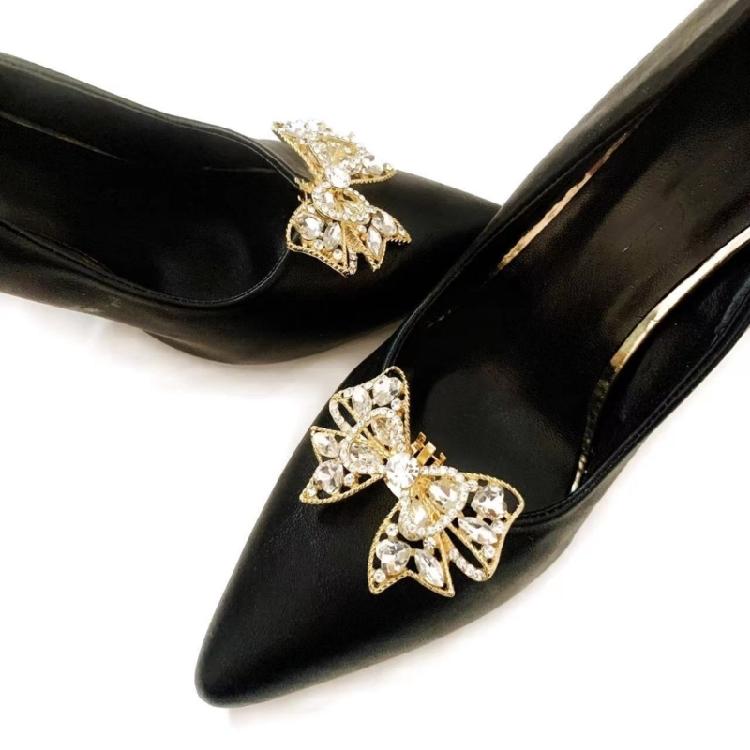 Damen Schleifen Schuhclips Anhänger Abnehmbare Strasssteine Kristall Schuhschnallen Braut Hochzeit Abschlussball Party High Heel Dekorationen