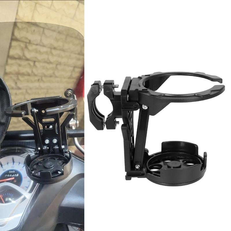 Bike Cup Support for Bar Tube, Round Screw Fastener with Joint Arm and Base Plate, Black Travel Cup Rest for Day to Day Outdoor Use