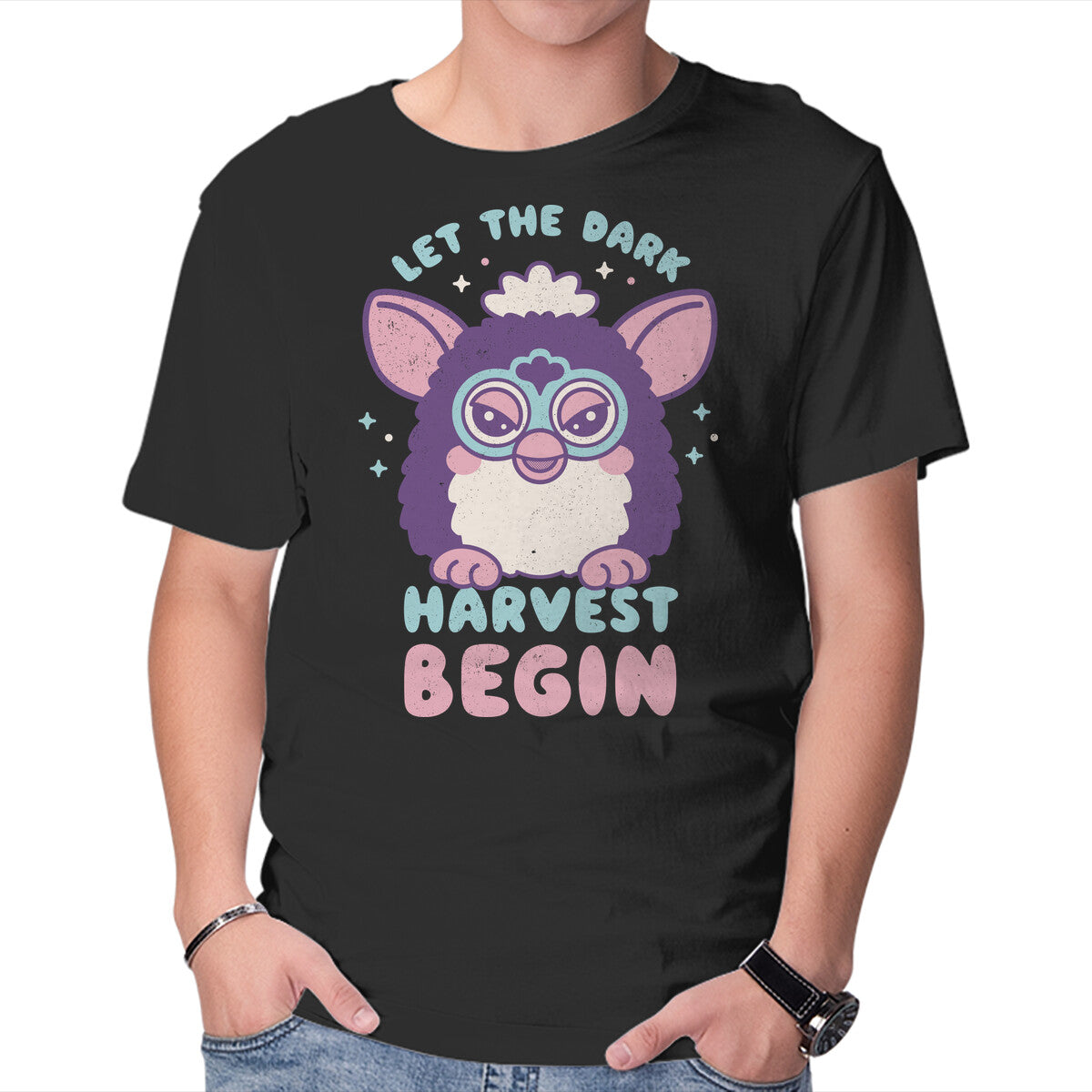 Unisex Crew Neck T-Shirt Let The Dark Harvest Begin Graphic Short Sleeve Casual Tee XS