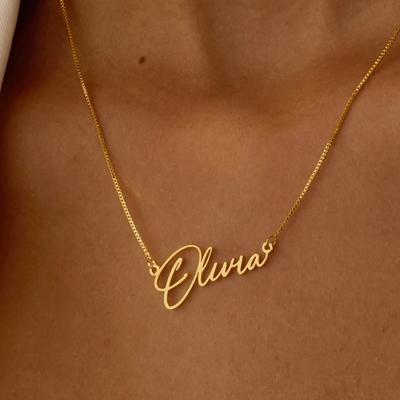 Fashion Stainless Steel Jewelry Custom Pendant Box Chain Necklace Name Plate Necklace Custom Jewelry Pendant Necklace for Women