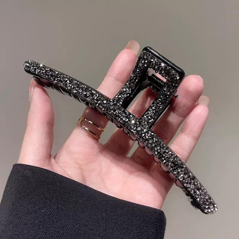 

Черная Роскошная Заколка для Волос со Стразами Аксессуар для Волос для Женщин