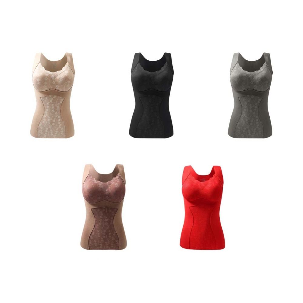 Lace Thermal Shapewear Camisole Slimming with Padded Cups Thermal Underwear Tummy Control Crop Tops Tanks Postpartum Body Shaper