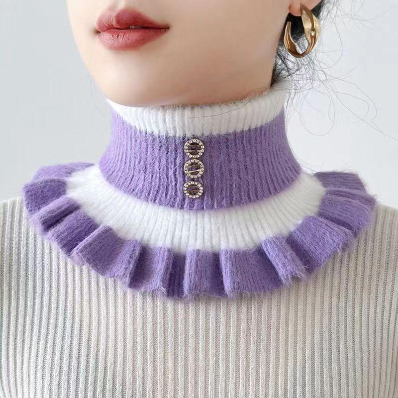 Zimní šátek pro ženy Zesílený zateplený nákrčník Šátek s falešným límcem Odnímatelný šátek Nový šátek Dámský větruodolný šátek