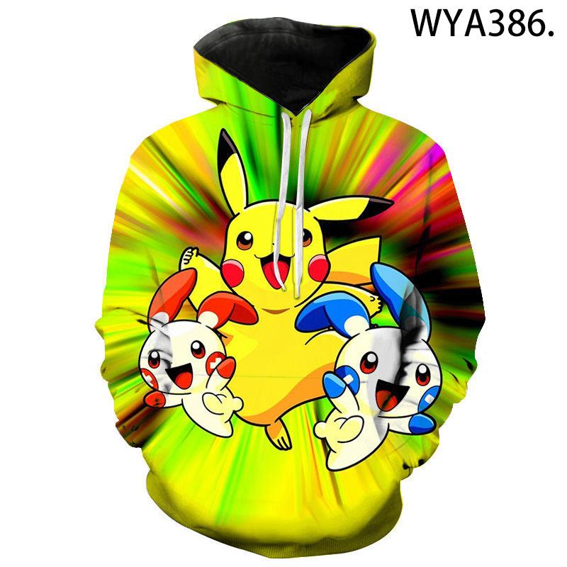 

Детская толстовка с капюшоном с мультяшным принтом Пикачу, костюм Покемона, джемпер с длинным рукавом, забавный, подходит для детей 120