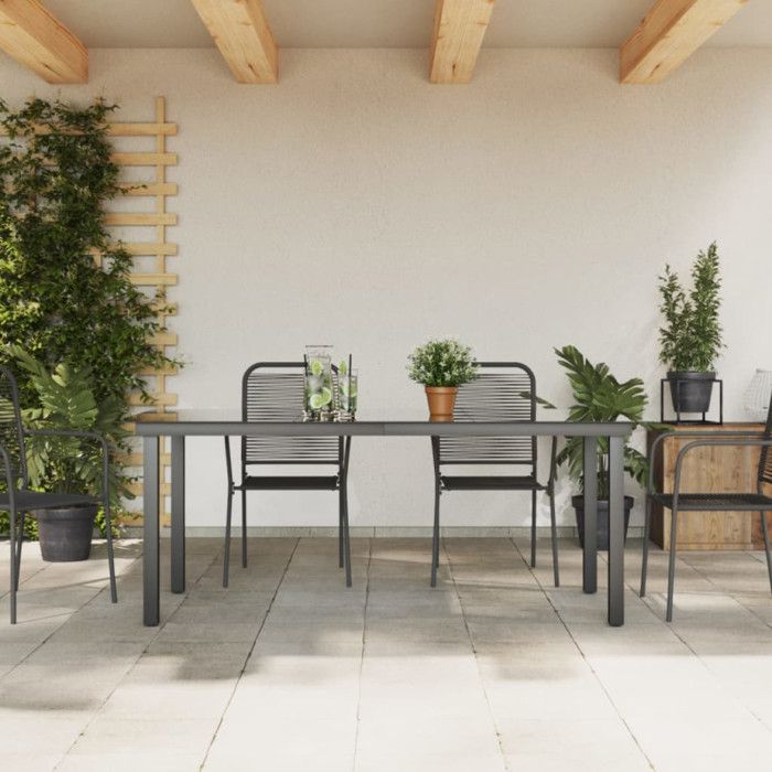 VidaXL Table de jardin Noir 190 x 90 x 74 cm Aluminium et verre