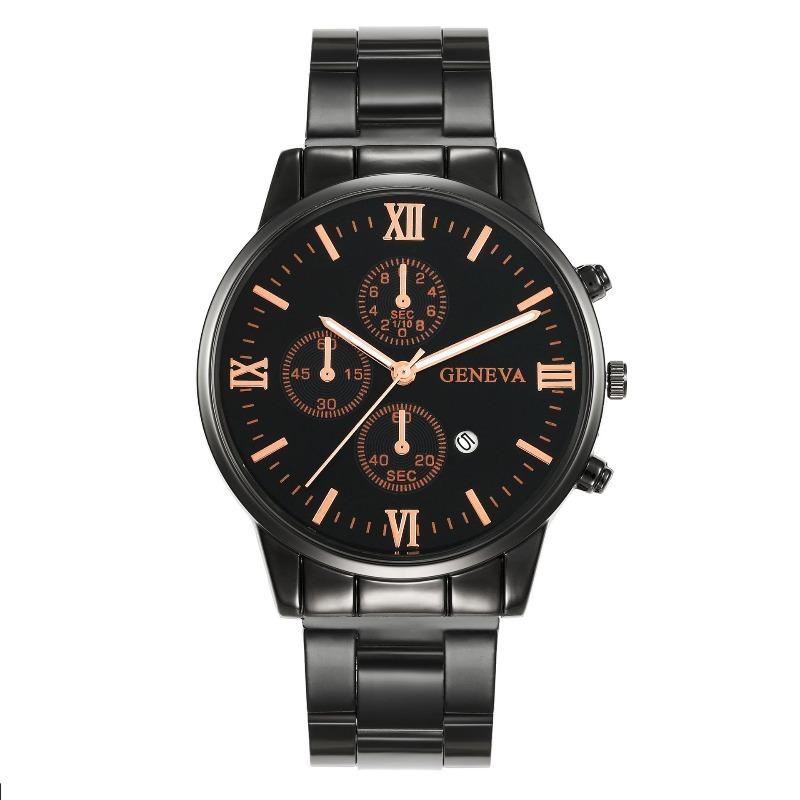 Men's Watch Fashion Three-eye Calendar Pattern Steel Belt Men's Watch Men's Watch Quartz Watch