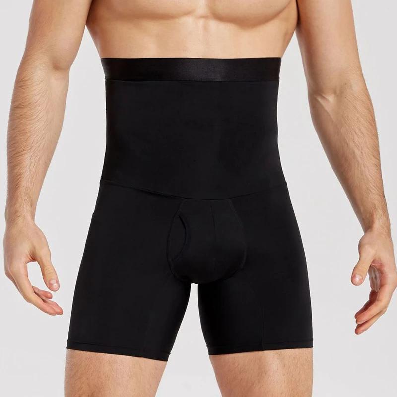 Men Tummy Control Shorts Body Shaper Compression High Waist Trainer Belly Tummy Control Slimming Shapewear Boxer Underwear Fajas M чёрный