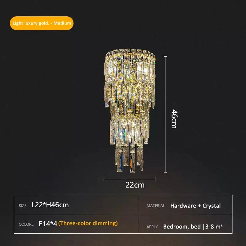 E14 Light Luxury Wall Light Crystal Wall Lamp Decor Living Room Bedroom Bedside Corridor Stairs Fixtures TV Background Sconce