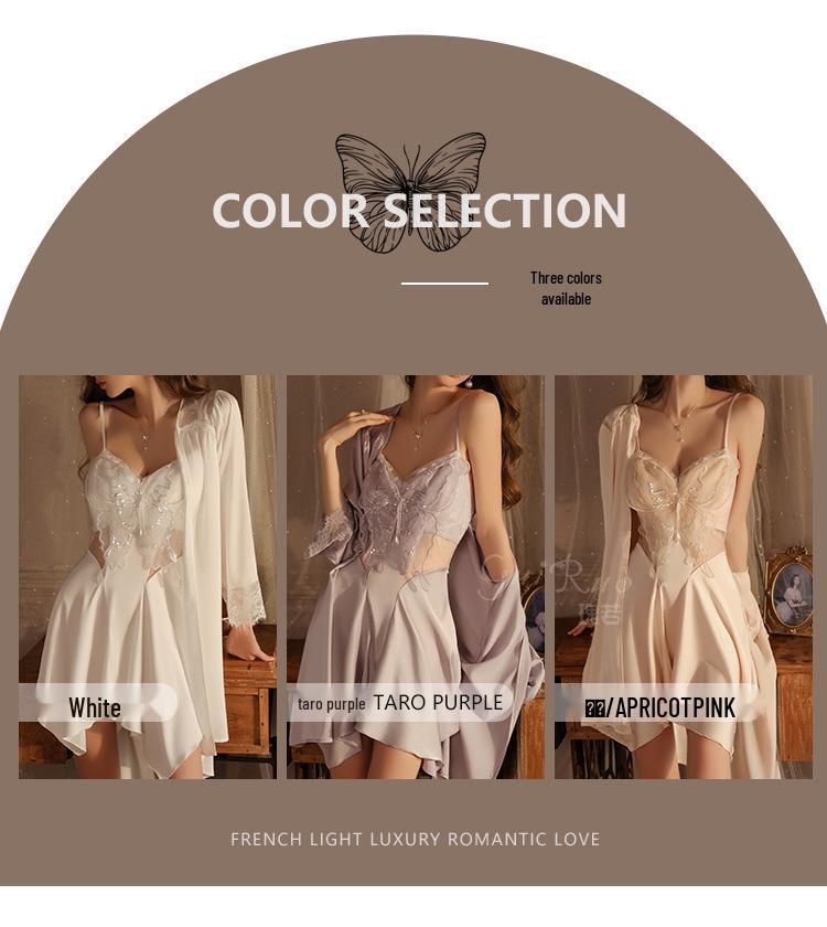 Stunning Plus Size Backless Push-Up Nightgown Set with Mesh Details