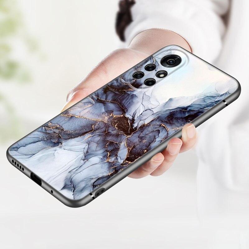 Husă de telefon din marmură vintage pentru Huawei Honor 60 50 SE 30S Mate 30 20 10 Lite 40 Nova 9 8 Pro Y60 8i 7i 7SE 5T Husă neagră premium