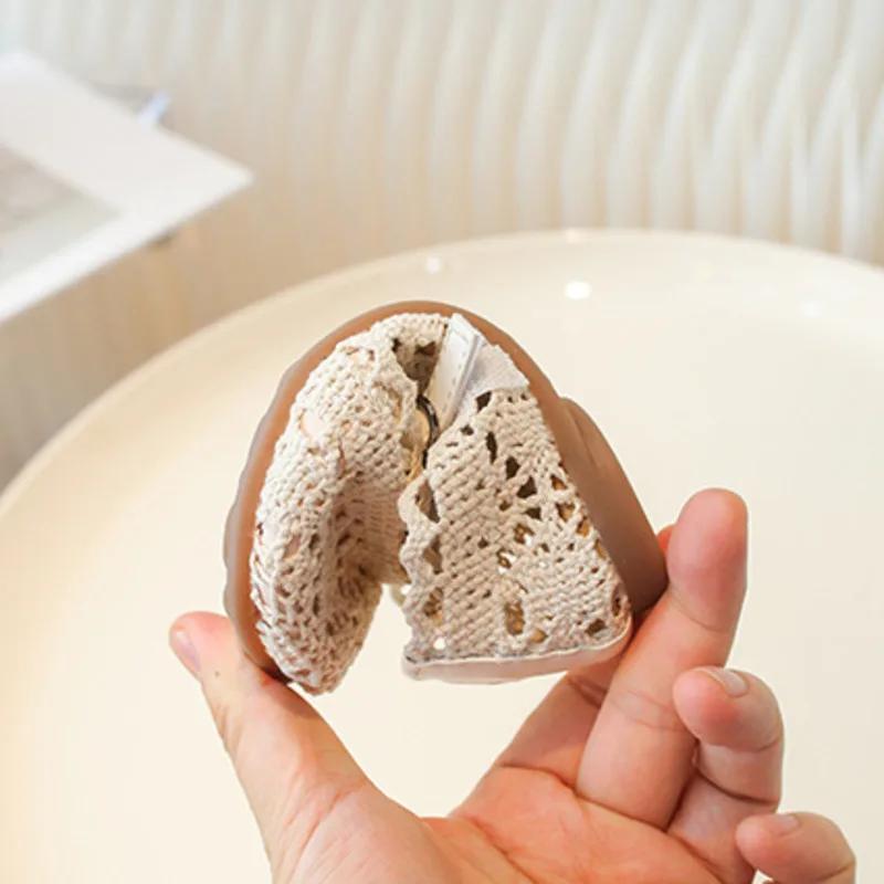 Bow Mesh Girls Flats Shoes Hollow Out Lace Solid Kids Princess Shoes Hook Loop Non Slip Toddler Children Fashion Shoes