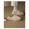 Fashion Inner Height 2025 Summer New Hollow Trifle Woven Baotou Half Slippers Women's Platform Straw Slip-ons