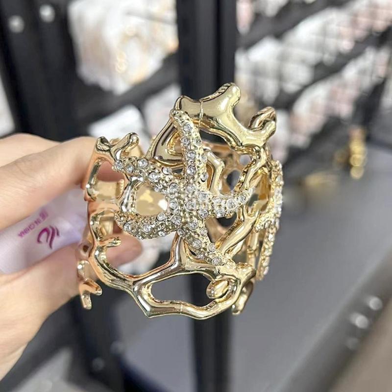 Mehrzweck-Armband mit unregelmäßiger Korallenfeder, stabiler Armreif aus Legierung, verstellbar, Modeschmuck-Accessoire für Frauen