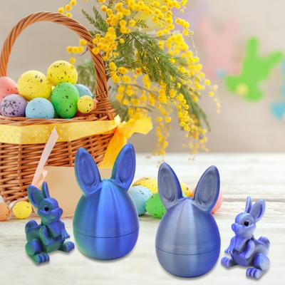 Velikonoční ozdoba s králičími ušima a vajíčkem s kloubovým králíčkem uvnitř 3D tištěná pohyblivá klouby Figurka králíčka Fidget hračka Velikonoční sváteční párty dekorace